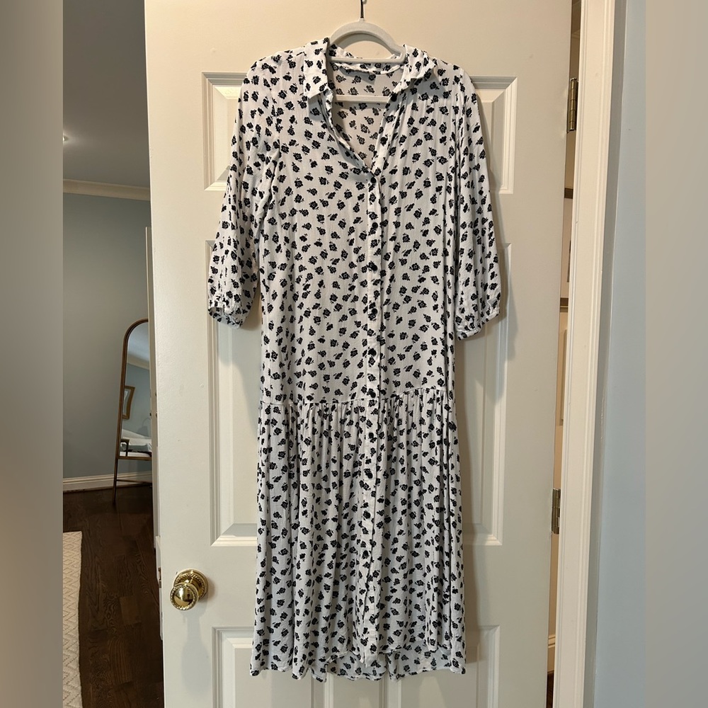 Zara black and white floral dress